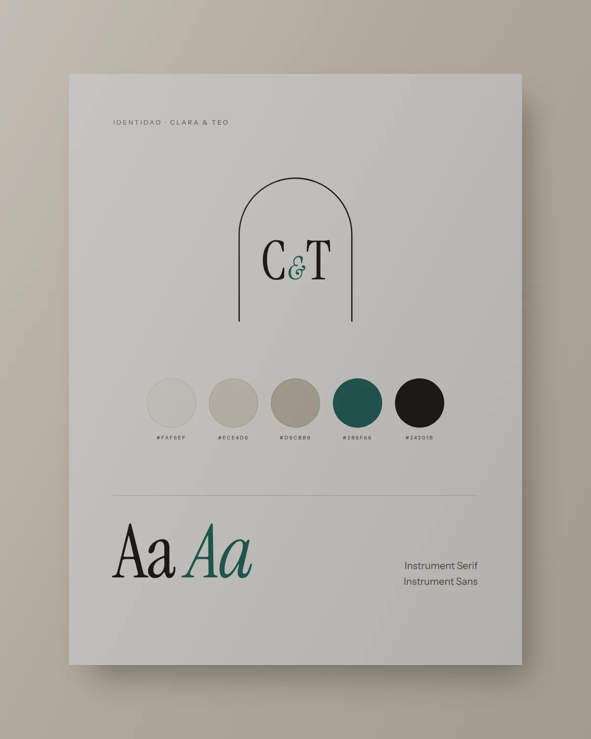 Diseño conceptual: monograma y paleta de una identidad de boda